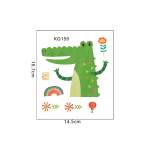 Detailed view of cartoon alligator light switch sticker with dimensions 14.5x16.7cm