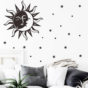 Sun Moon Star Wall Stickers Celestial Bohemian PVC Decal Removable DIY Art Poster For Kids Room Bedroom Home Decor