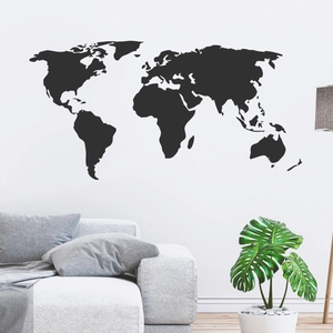 Creative minimalist black world map wall decal for modern home living room decor