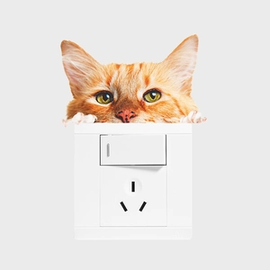 Creative orange cat wall sticker decoration for standard light switches and power sockets