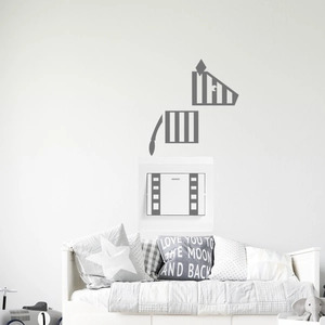 Sticker d'Interrupteur Zèbre Géométrique Gris Rayé Amovible en PVC Décalcomanie Murale pour Chambre Salon Décoration Maison