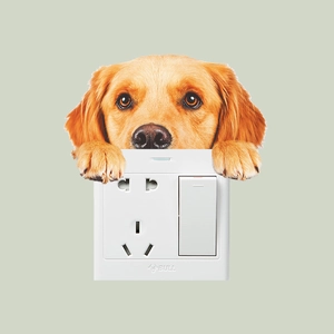 Golden Retriever 3D wall sticker decorative decal for light switches and sockets