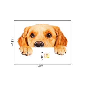 Detail view showing a 19x14.5cm realistic Golden Retriever wall sticker for home decor
