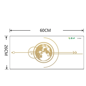 Size chart showing golden moon geometric wall sticker dimensions 60cm by 26cm