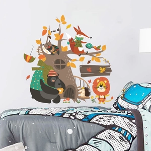 Nordic hand-drawn forest animals wall stickers for kids nursery room decor