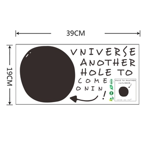 Detail view of PVC black hole wall sticker with 39x19cm size and eco-friendly glue