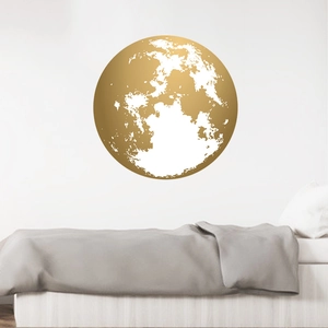Minimalist Gold Moon Earth Circular PVC Wall Sticker Creative Metallic Planet Wall Decal For Bedroom Kids Room Home Decor