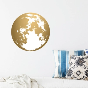 Minimalist golden planet wall sticker for modern home decor in bedrooms and nurseries