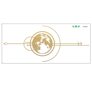 Detail of minimalist champagne gold Earth wall sticker made from eco-friendly PVC material