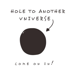 Minimalist black hole wall sticker featuring text Hole to Another Universe design