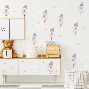 Cartoon Dancing Ballerina Girl Star Wall Stickers PVC DIY Nursery Kids Room Decorative Mural Art Poster Home Decor