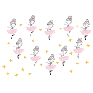 Cartoon ballet girl wall sticker for children's room bedroom and living room decor