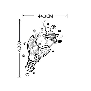 Spécifications de taille pour l'autocollant mural créatif univers dans une ampoule