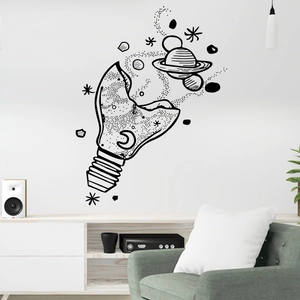 Sticker mural créatif esquisse ampoule univers pour la décoration de la chambre