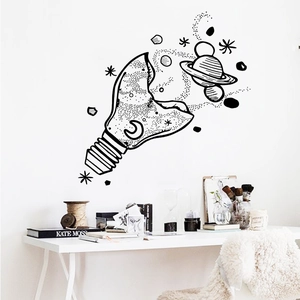 Sticker mural créatif ampoule univers pour chambre décoration murale cosmétique chic