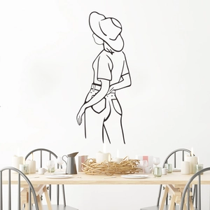 Minimalist black line art wall sticker showing a woman back view for home decor