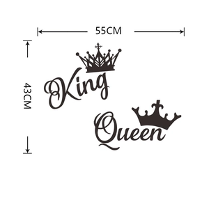 Black vinyl wall decal showing King and Queen crown designs with 55x43cm dimensions