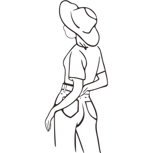 Minimalist female silhouette wall sticker with wide-brimmed hat and elegant outline