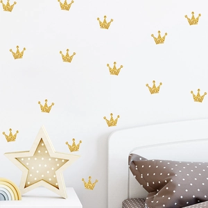 Adesivi murali a corona glitterata dorata per cameretta dei bambini e decorazioni