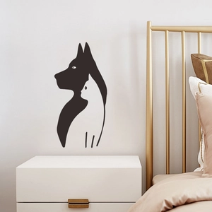 Minimalist cat and dog silhouette wall sticker for modern home bedroom decoration
