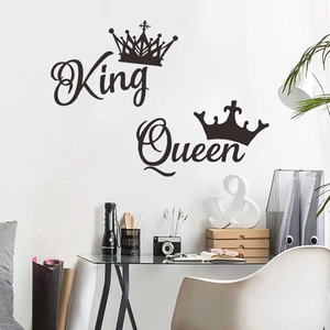 Minimalist King and Queen crown wall stickers set for bedroom and hallway decor
