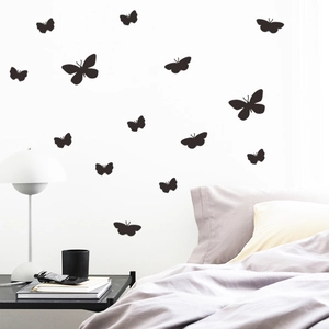Modern Minimalist Solid Black Butterfly Wall Stickers PVC Removable DIY Silhouette Art Decals For Bedroom Living Room Decor
