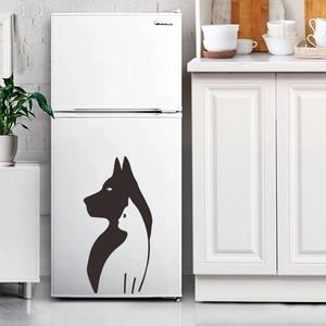 Minimalist cat and dog silhouette wall decal sticker for modern home decor