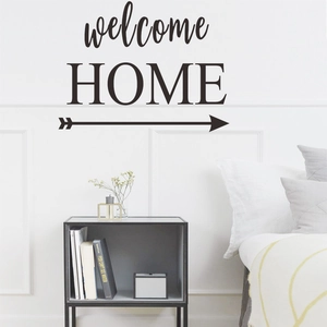 Welcome Home wall decal with decorative arrow for bedroom entryway home decor