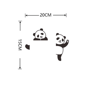 Detailed dimension guide for cute panda wall sticker showing 20cm width and 15cm height
