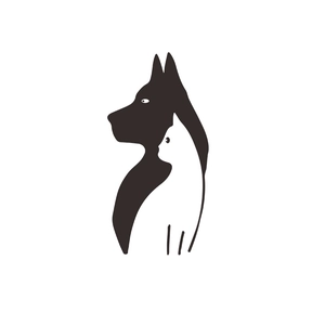 Minimalist cat and dog vector wall sticker featuring a creative negative space art design