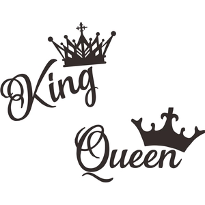 Minimalist black King and Queen crown wall decals for bedroom and home decoration