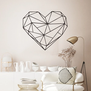 Moderner schwarzer Wandaufkleber mit geometrischem Herz aus minimalistischen Dreiecken