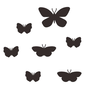 Minimalist black butterfly wall stickers set with 7 various sizes for room decor