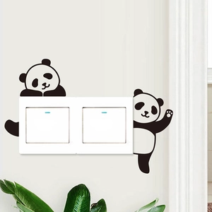 Cute cartoon panda light switch stickers made of PVC for creative DIY wall decoration