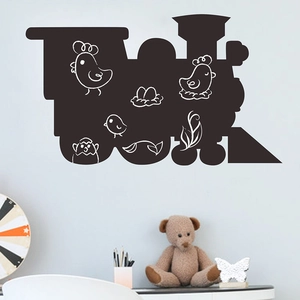 Train Shaped Blackboard Wall Sticker PVC Removable Steam Locomotive Silhouette Blackboard Wall Decal For Kids Drawing Room Home Decor