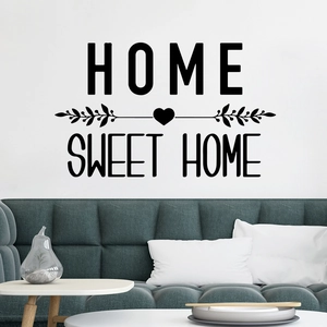 Modern Minimalist Home Sweet Home PVC Wall Sticker With Heart Leaf Pattern Removable Decorative Vinyl Decal For Living Room