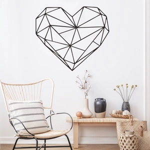 Minimalistischer geometrischer Herz Wandaufkleber für moderne Wohndeko im Drahtgitterstil