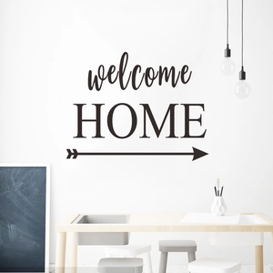 Modern Minimalist Welcome Home Lettering Wall Sticker With Arrow Pattern PVC Removable Mural For Living Room Bedroom Decor