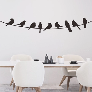 Modern Minimalist Black Bird On Wire Silhouette Wall Sticker PVC Removable Home Art Mural For Living Room Bedroom Office Decor