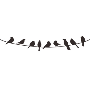 Minimalist black bird silhouettes on wire wall stickers for bedroom and hallway decor