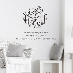 Minimalistischer Schwarzwald Berg Mond Wandtattoo PVC Abnehmbarer Aufkleber Für Wohnzimmer Schlafzimmer Moderne Kunst