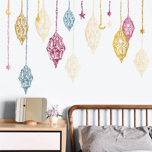 Stickers muraux lanternes de Ramadan lune et étoiles pour déco chambre et salon