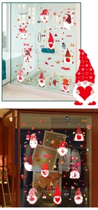 Detailansicht der Valentinstag-Zwerge Fensteraufkleber auf glatten Glastüroberflächen