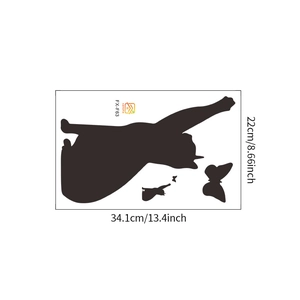 Close-up of PVC cat silhouette wall sticker with dimensions 34.1cm by 22cm