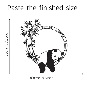 Chinese style panda and bamboo wall sticker with dimensions 55cm x 49cm for room decor