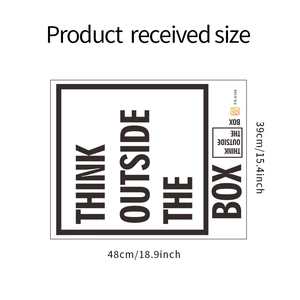 Detailed view of Think Outside The Box wall sticker dimensions measuring 48cm x 39cm