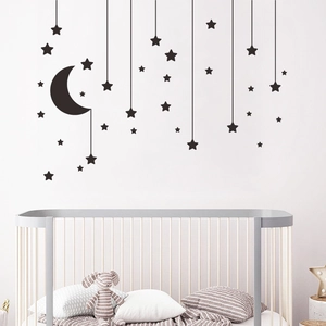 Minimalist stars and moon wall stickers set for nursery and living room wall decoration