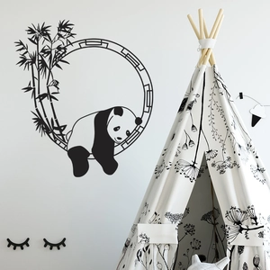 Panda and bamboo wall decal decor for bedroom or living room decoration stickers