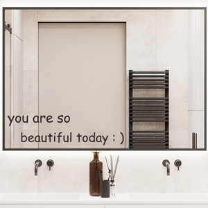 Minimalist wall mirror with you are so beautiful today quote and sleek black frame