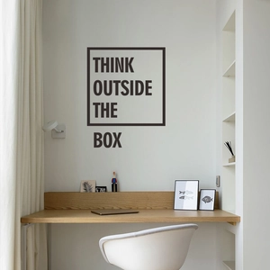 Modern Think Outside The Box wall sticker in minimalist home office setting